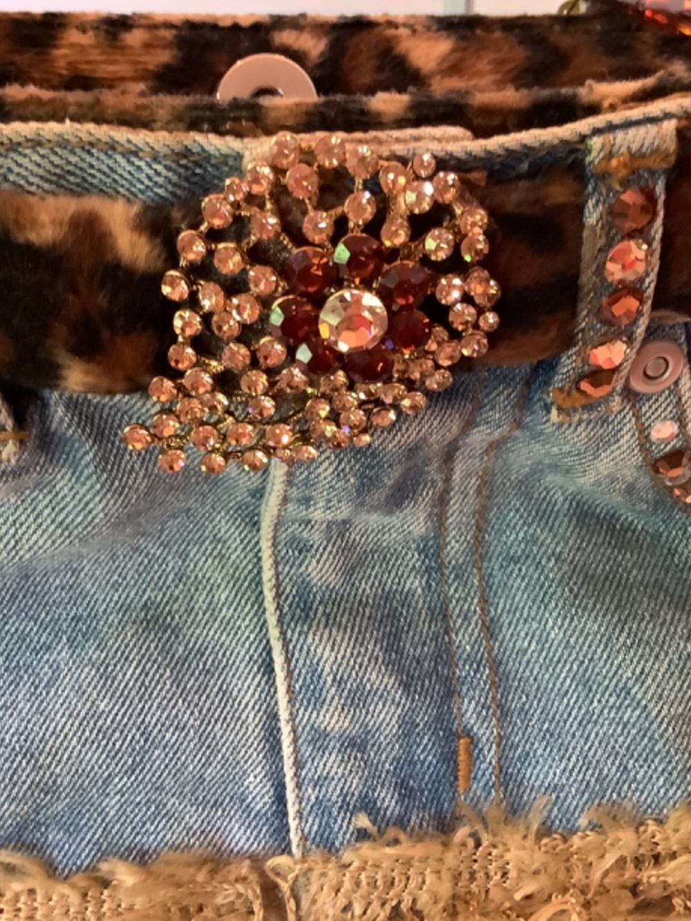 EUC Boutique blue jean denim hand purse bling animal - Picture 12 of 12